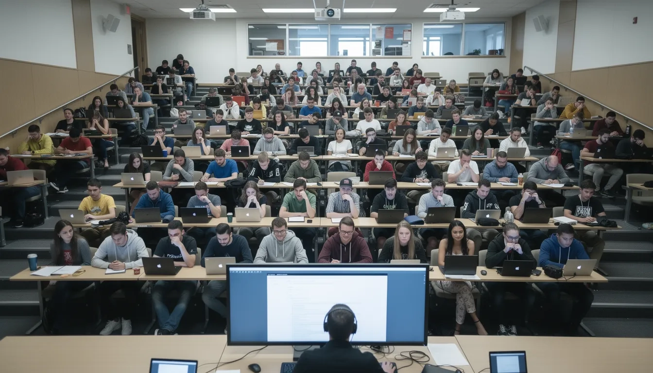 Engineering lecture hall showing gender disparity among students