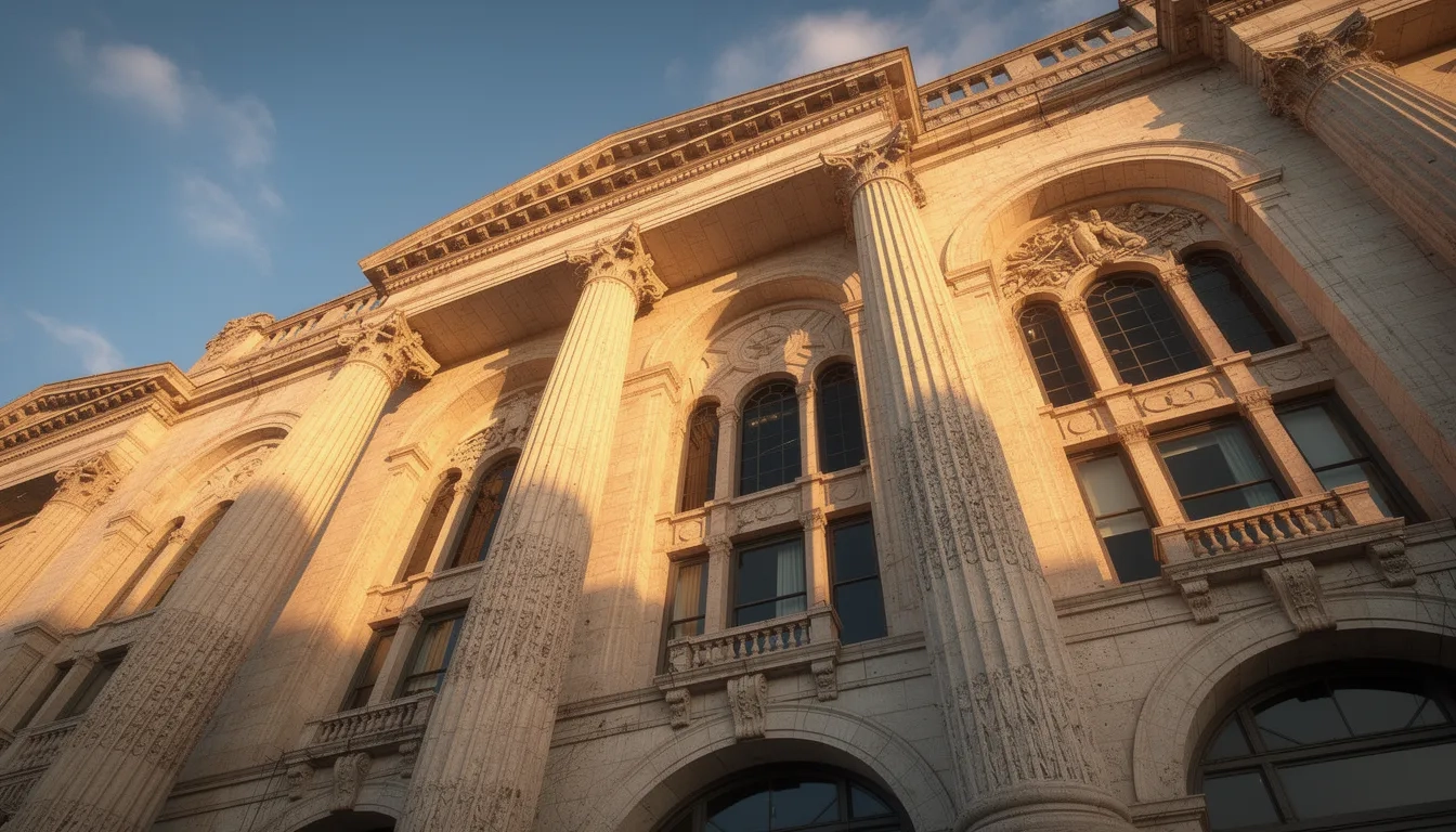 Grand university building with classical architecture