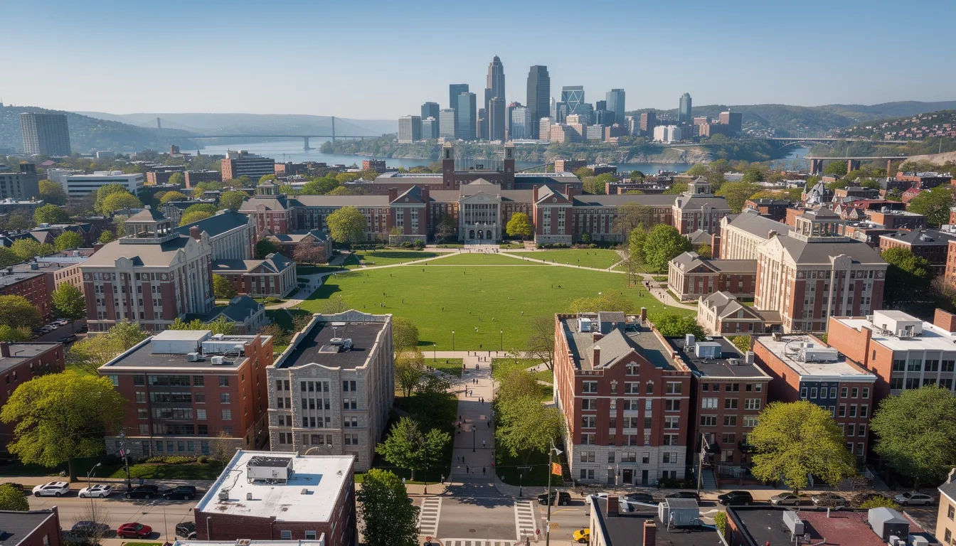 Aerial view of Carnegie Mellon University campus in Pittsburgh