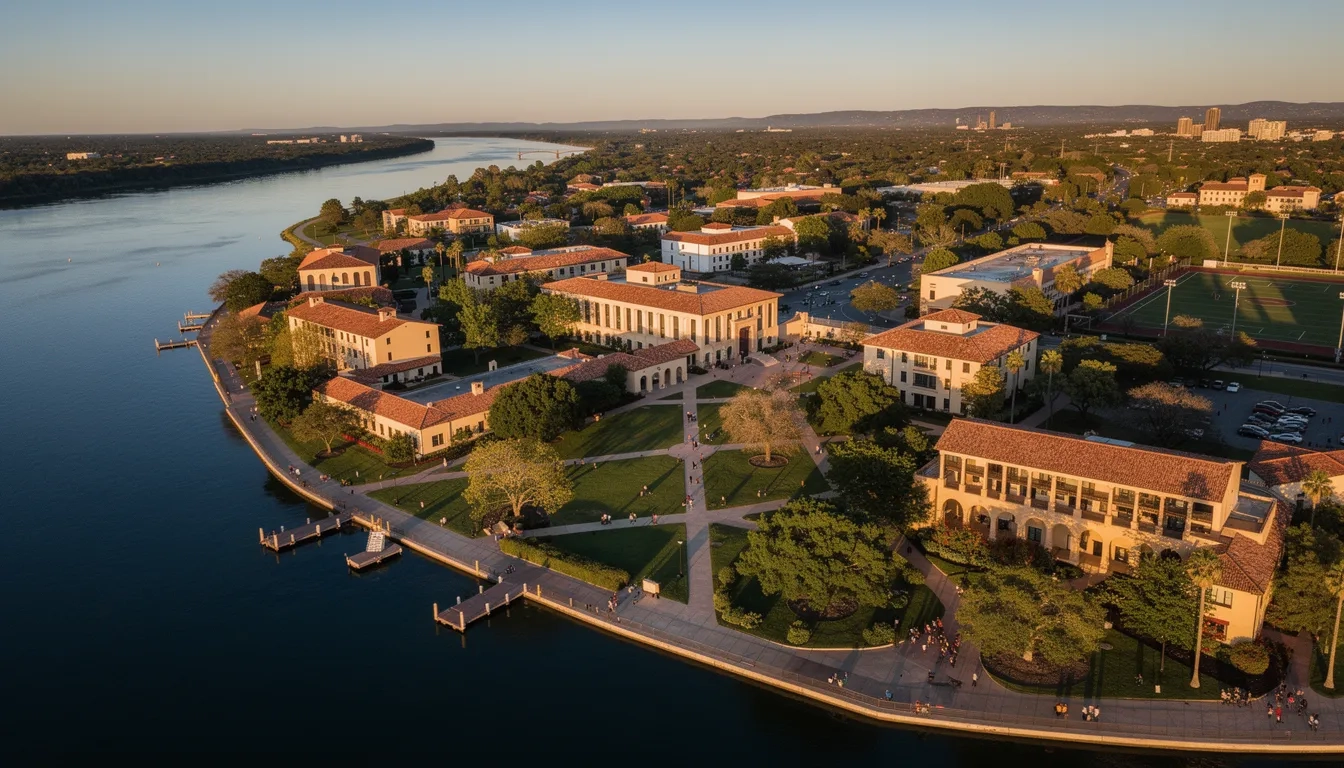University of Tampa aerial view with rankings overlay