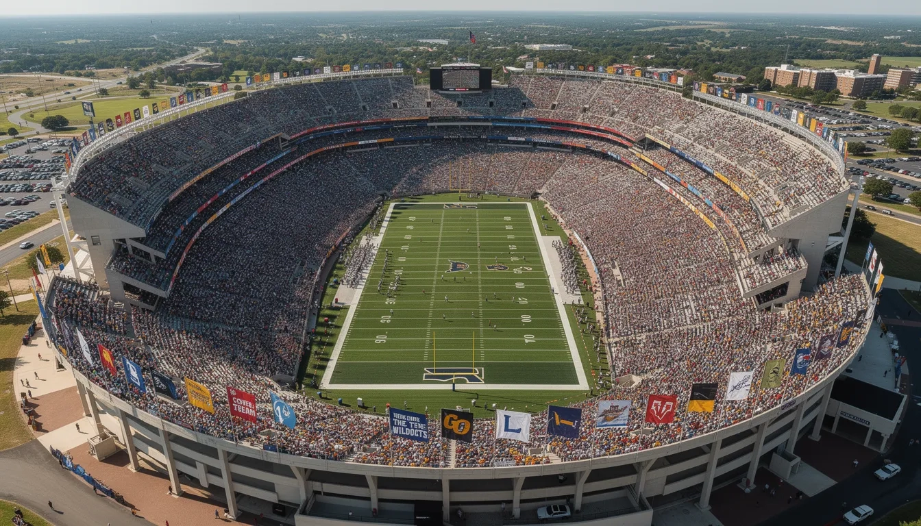College football stadium packed with fans on game day