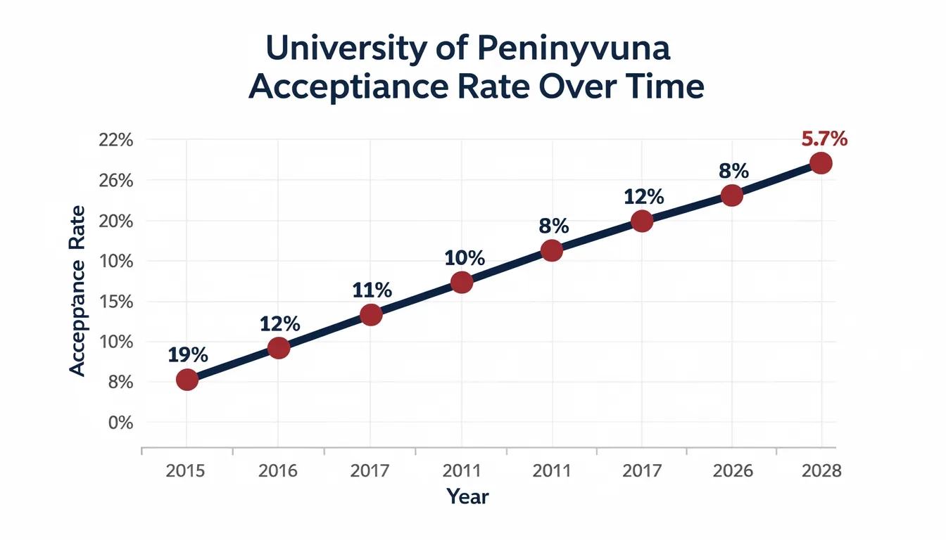 Graph showing Penn acceptance rate declining over the past decade