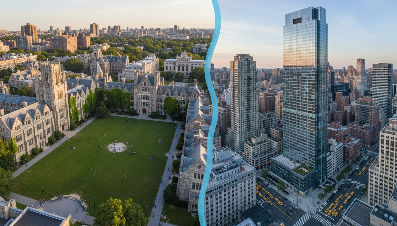 Fordham University Rose Hill and Lincoln Center campuses side by side
