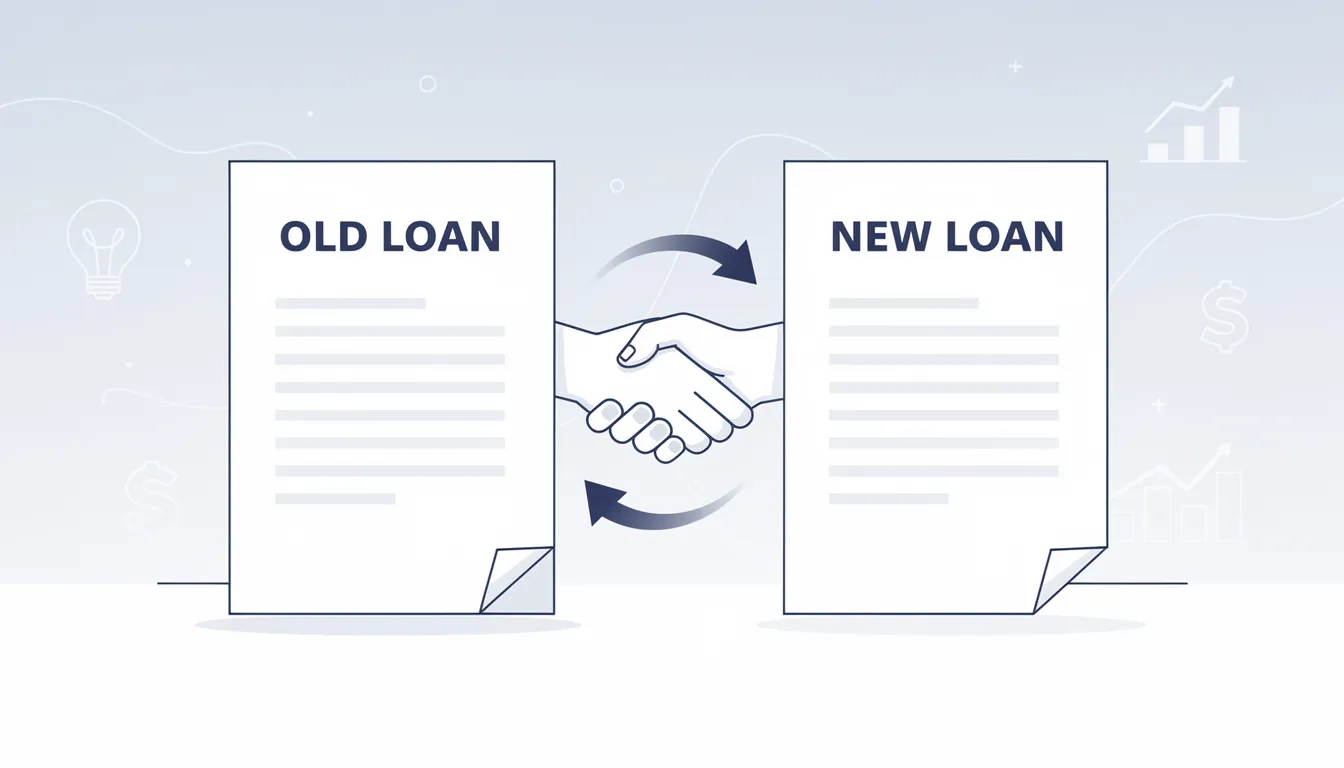 Diagram showing an old loan being replaced by a new loan from a private lender