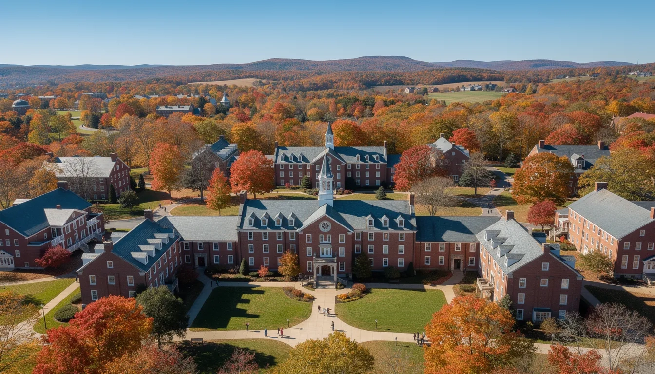 New Hampshire college campus in fall