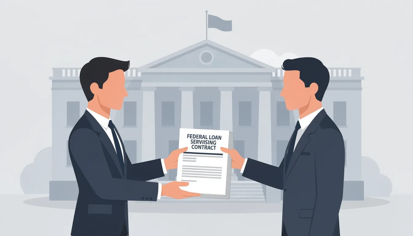 Government contractor handing loan servicing documents to another servicer