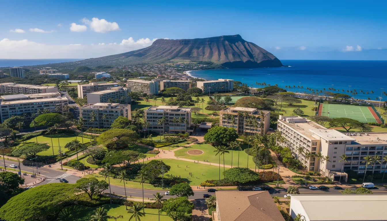 University of Hawaii at Manoa campus with Diamond Head in the background