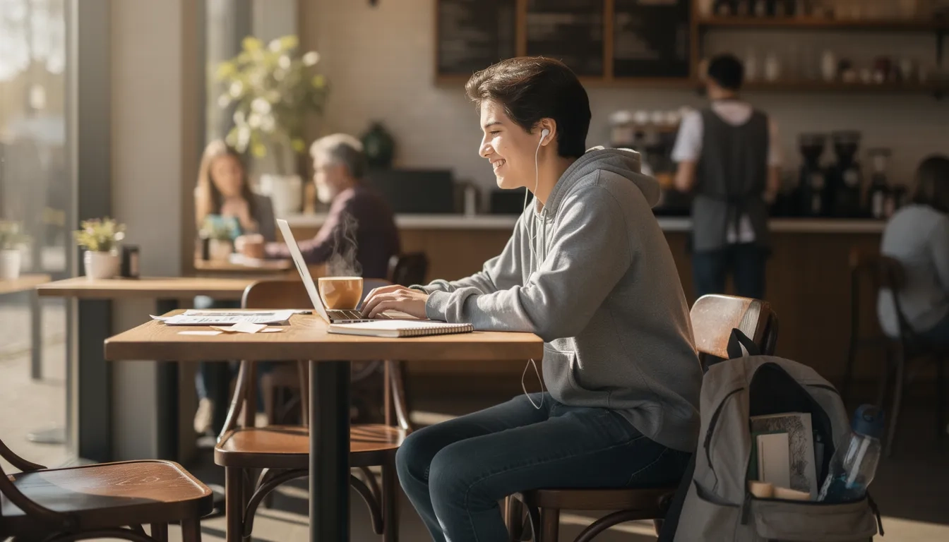 College student working part-time while studying