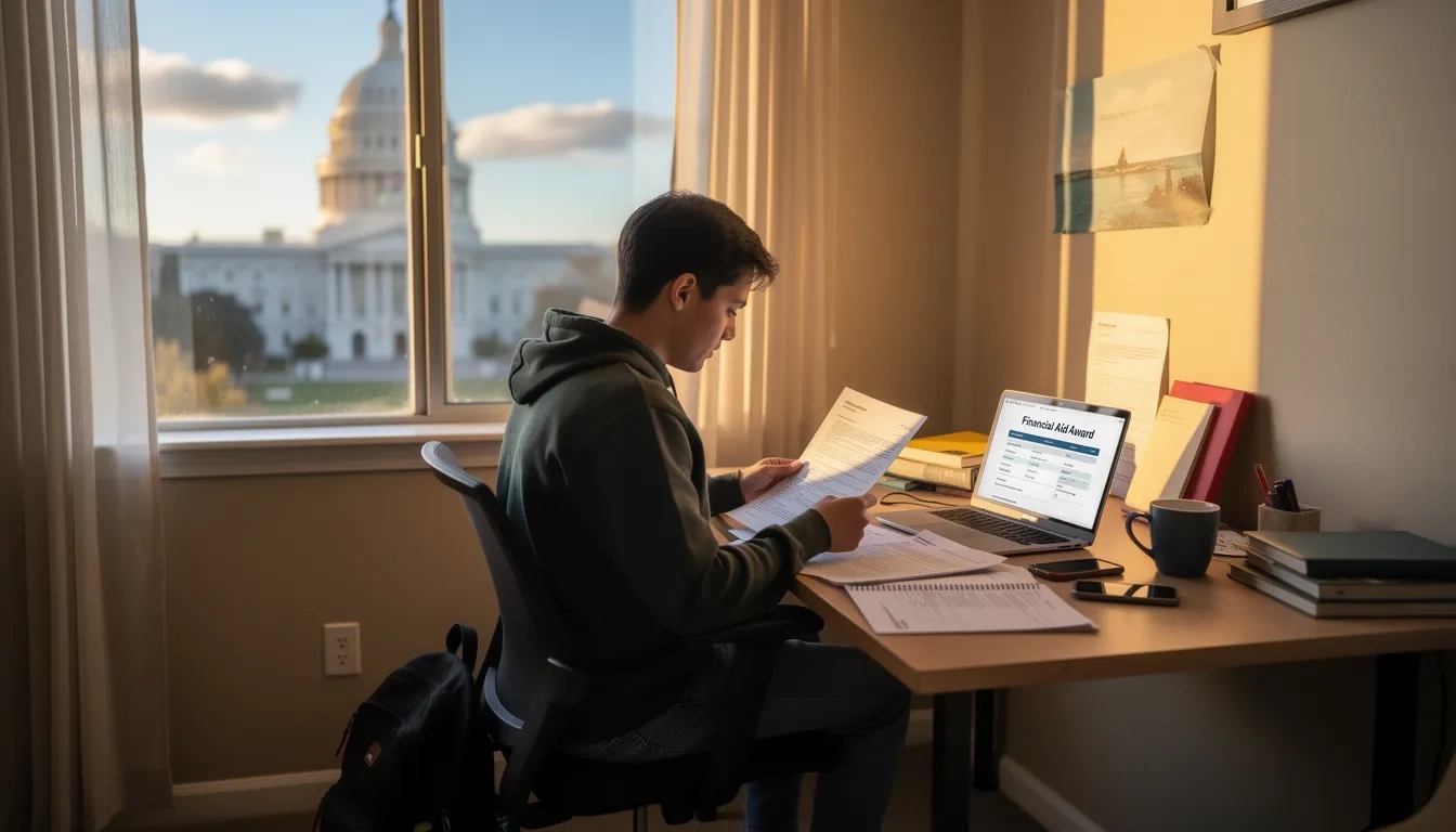 California student reviewing Cal Grant financial aid award letter