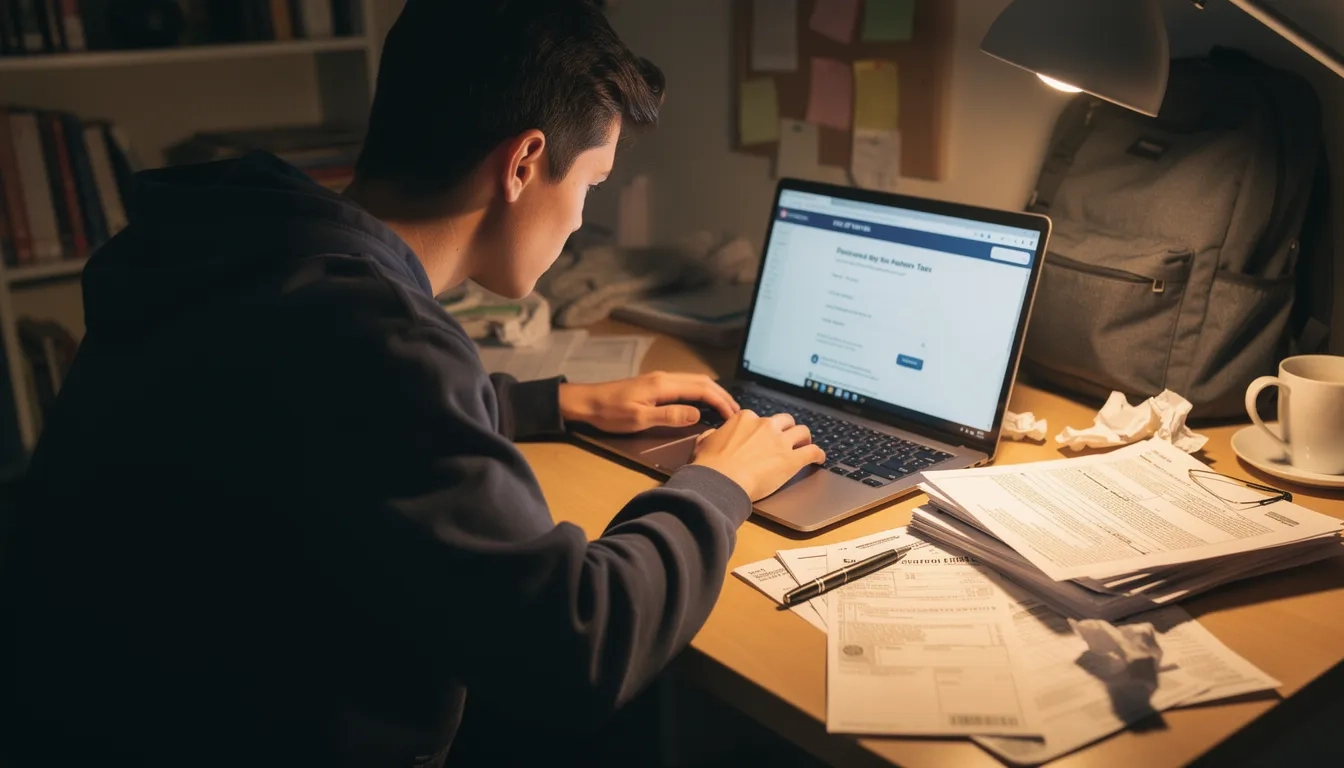 Student completing the FAFSA online application