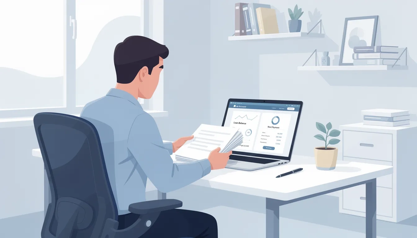 Person reviewing student loan account information on a laptop