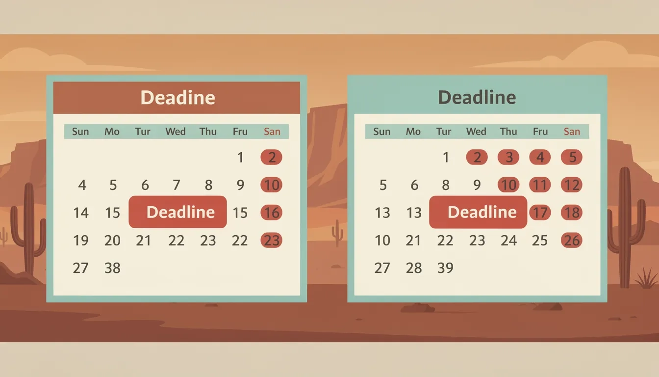 Split calendar showing two FAFSA deadline types for Arizona students
