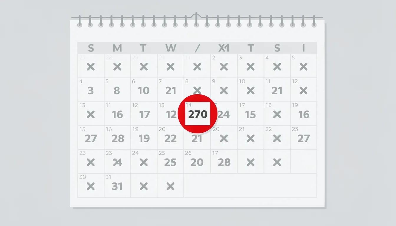 Calendar counting down 270 days to student loan default