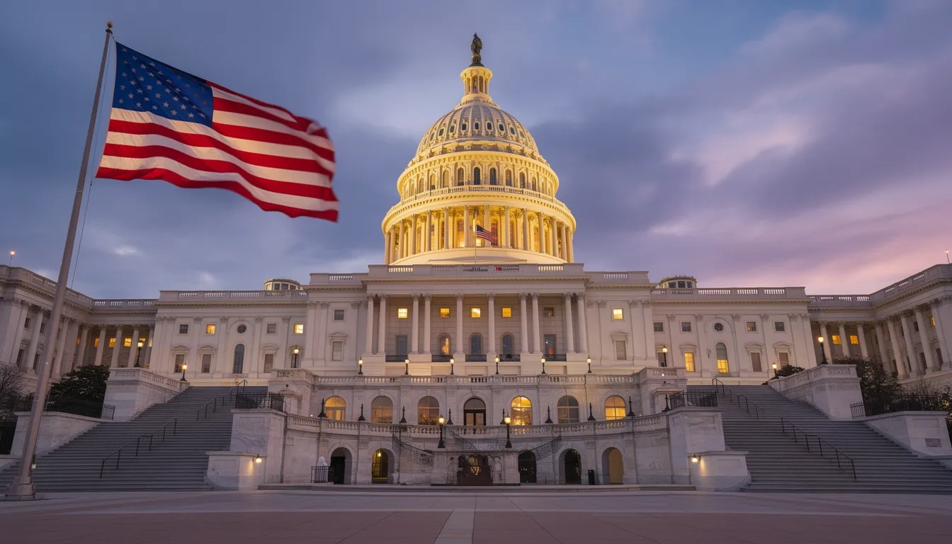United States Capitol building at dusk