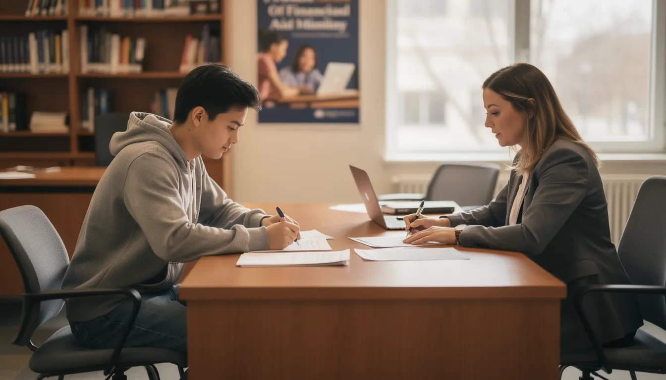 College student meeting with a financial aid advisor