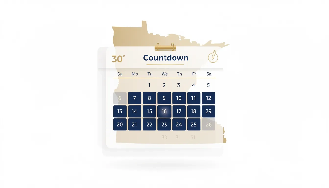 Calendar illustrating Minnesota's rolling 30-day FAFSA term deadline