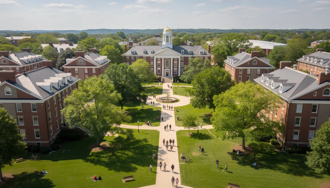 Aerial view of an American public university campus