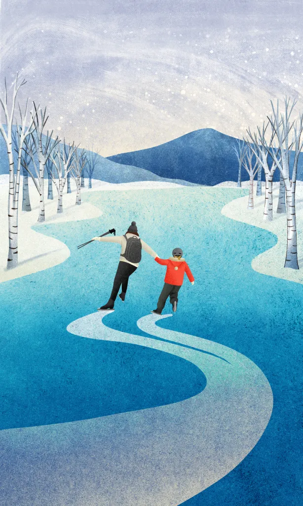 Wild Skating in Scandinavia, an illustration by Sunnu Rebecca Choi for the Public Health Resonance Project