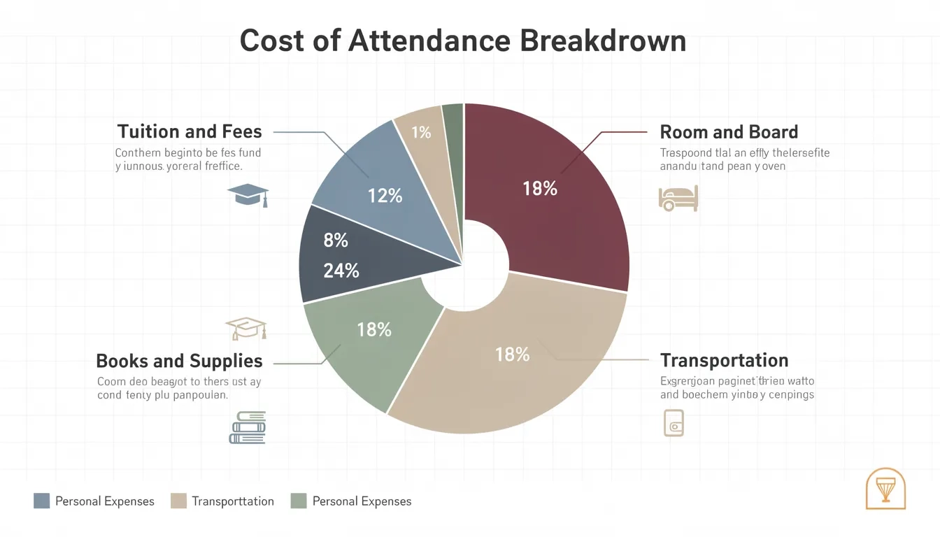 Pie chart breaking down the components of a college Cost of Attendance
