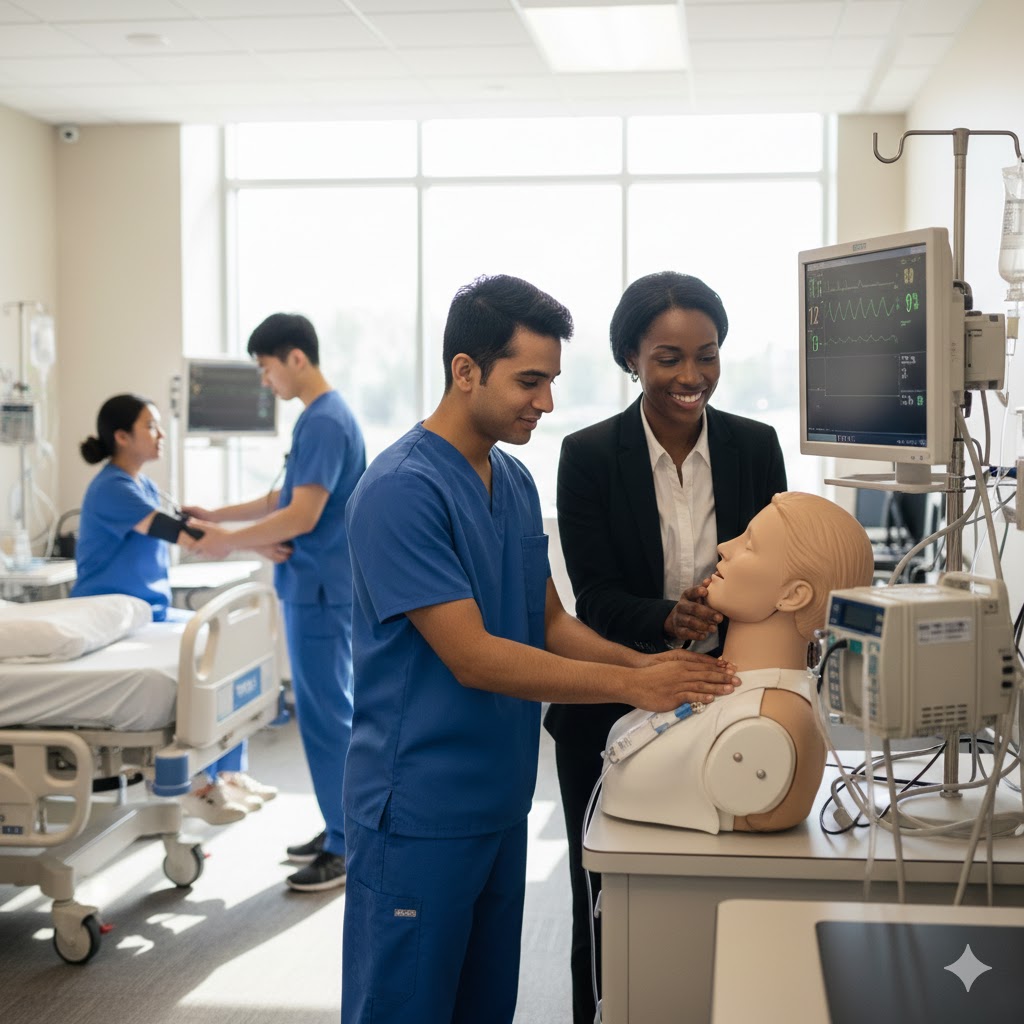 community college students in a clinical setting