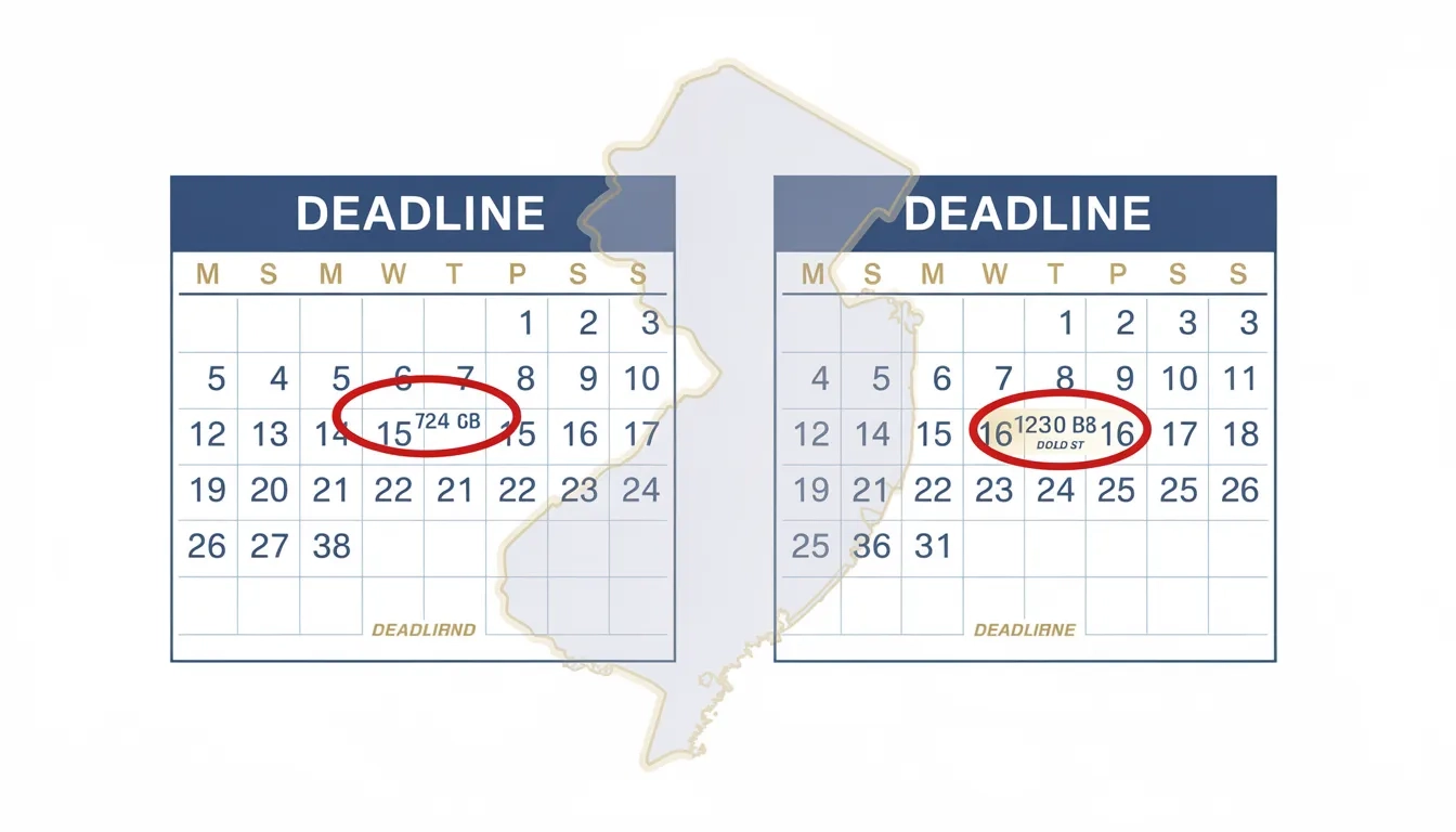 New Jersey FAFSA two-deadline calendar showing October and February dates