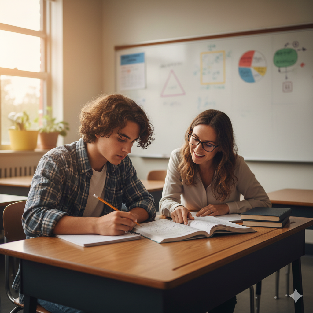 student working with a tutor