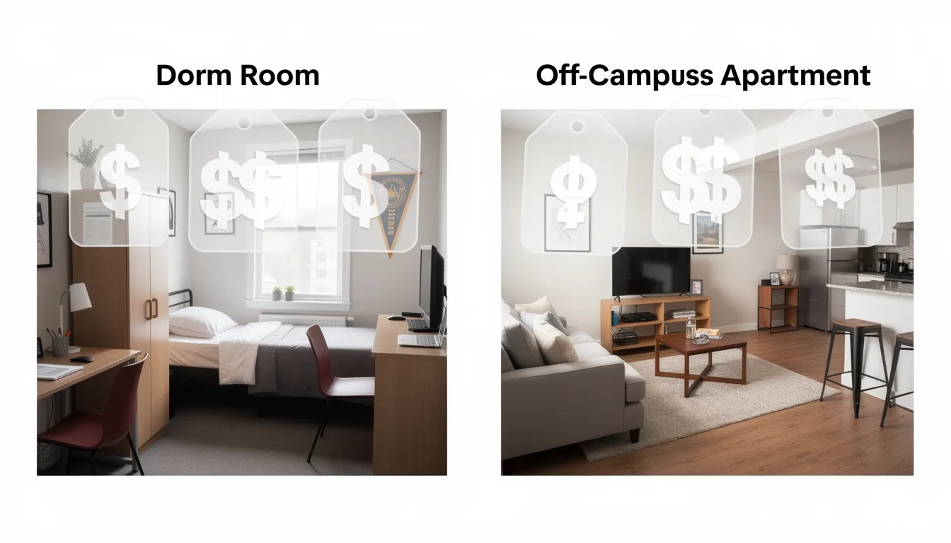 Comparison of on-campus dorm versus off-campus apartment costs