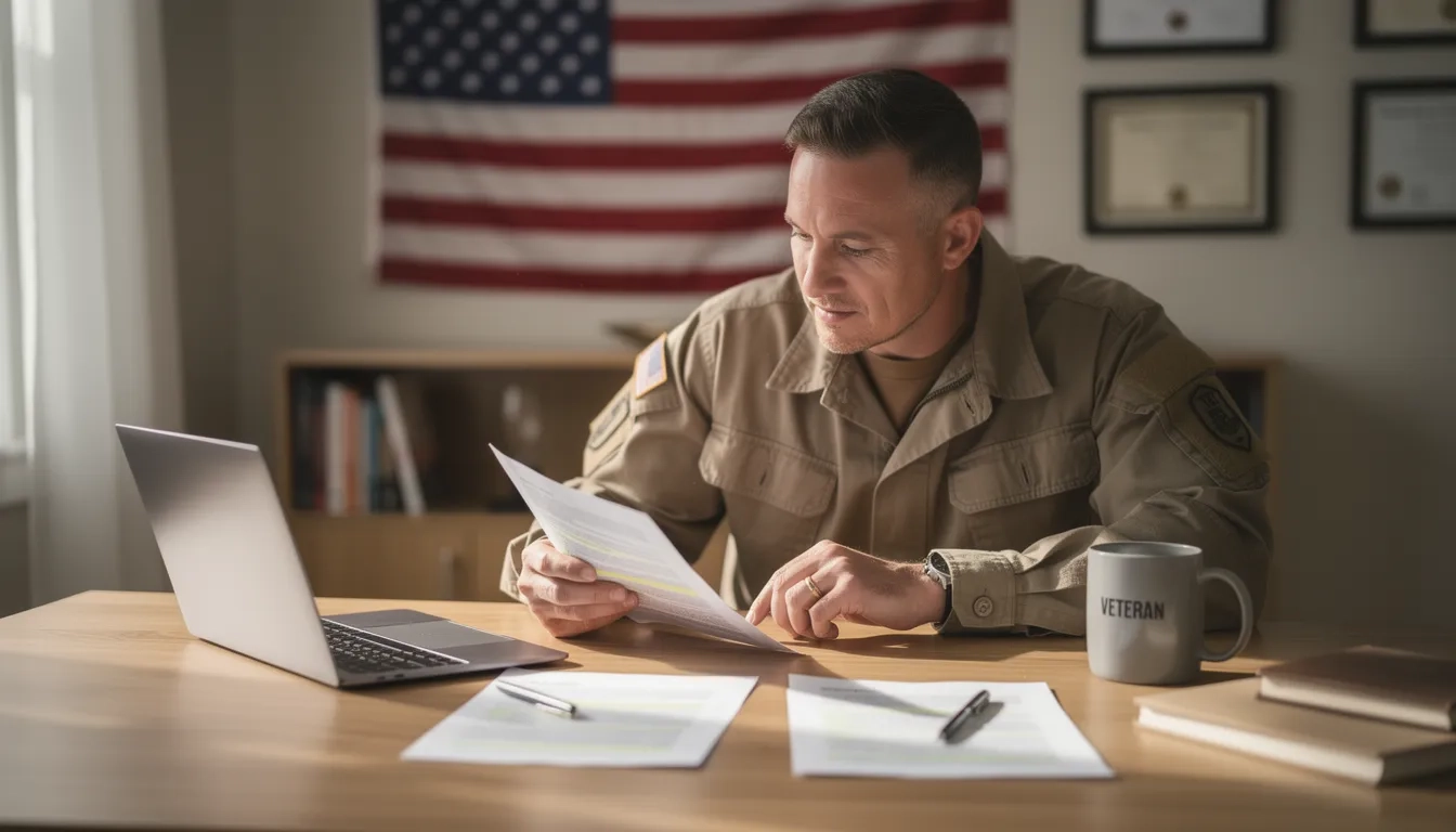 Veteran reviewing GI Bill education options at a desk