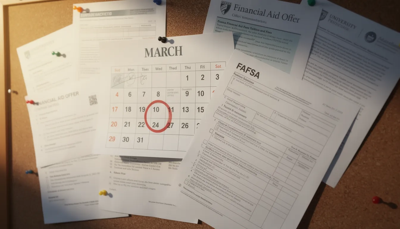 Calendar with March 1 deadline circled in red for Idaho FAFSA state aid