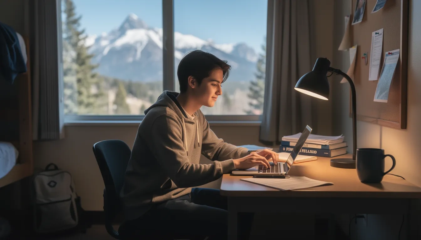 Colorado college student completing a financial aid application online