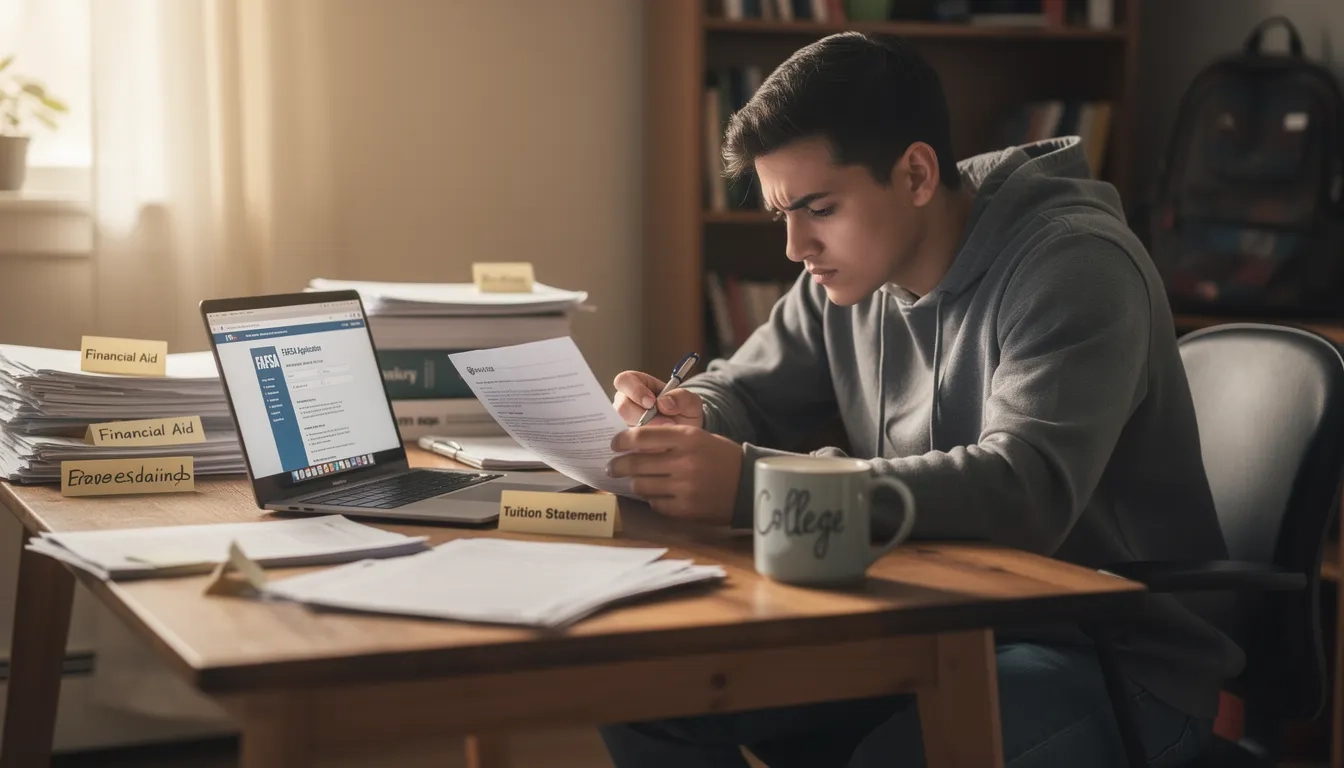 Student reviewing federal financial aid options before considering private loans